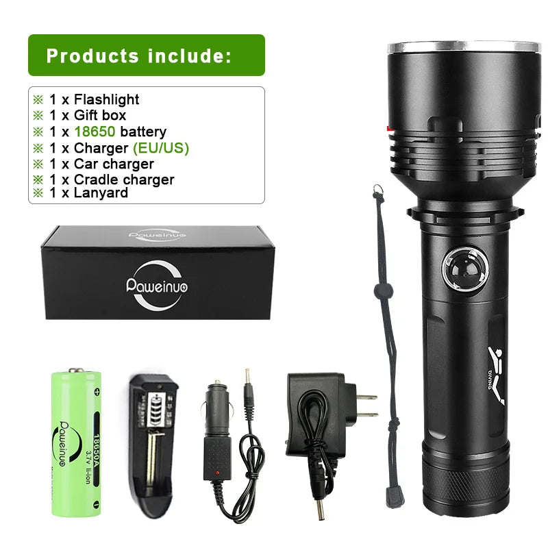 6000 Glare Super XHP120 Powerful Scuba Diving Flashlight High Power Led Dive Torch IPX8 Waterproof Underwater Hunting Lantern-WAYBIKER