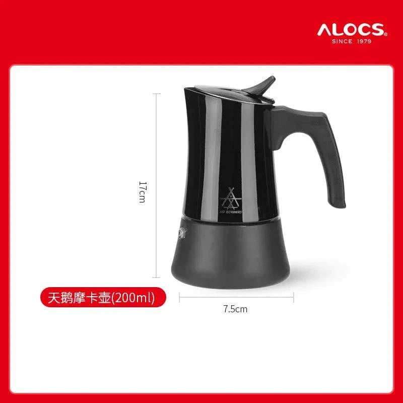 ALOCS KW-K31 Outdoor Camping Hand Made Mocha Pot  Stainless Steel Italian Coffee Maker Camp Cooking Set Espresso Extractor Pot-WAYBIKER
