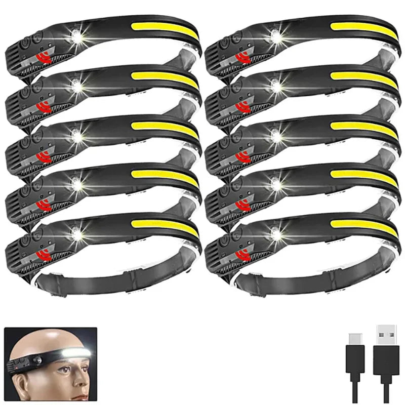 Head Flashlight Headlight Led Head Lamp Rechargeable Led Headlamp Work Light Camping Searchlight Torch With Built-in Battery-WAYBIKER
