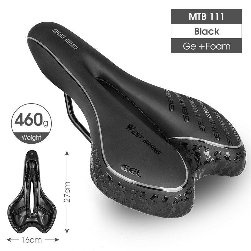 WEST BIKING MTB Bike Saddle Mountain Road Bike Seat PU Leather Cycling Cushion Comfortable Gel Filled Shockproof Bicycle Saddle-WAYBIKER