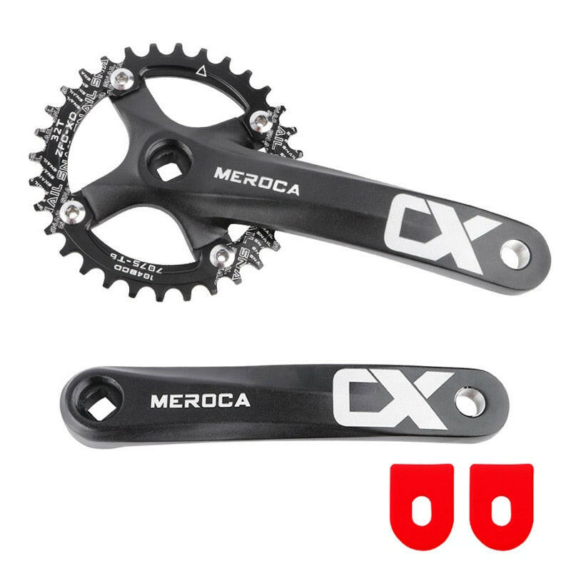 MEROCA CX Square Hole Bicycle Crankset 104BCD Aluminum Alloy Square Hole Mountain Bike Crankset 170mm 32T/34T/36T/38T/40T/42T-WAYBIKER