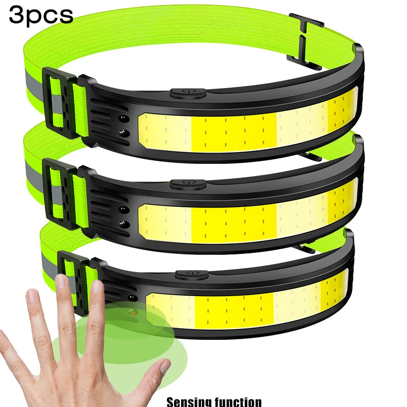 COB Bead Headlamp Built-in Battery Camping Fishing Powerful Wave Sensor USB Rechargeable LED Headlight Waterproof Torch Lantern-WAYBIKER
