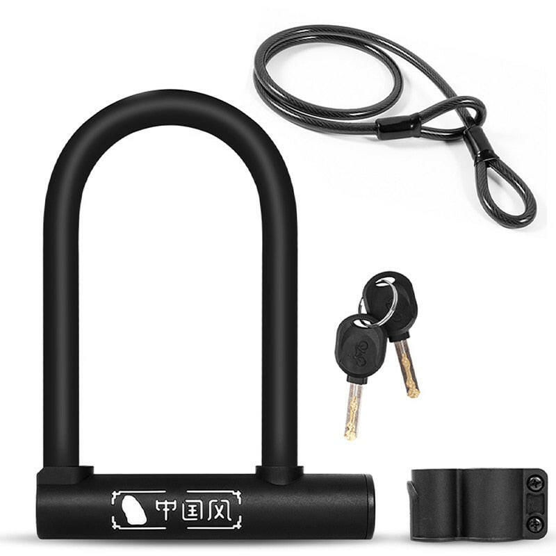 Bicycle U Lock Anti-theft MTB Road Mountain Bike Lock Bicycle Accessories U-Locks Cycling Steel Security Bike Locks-WAYBIKER