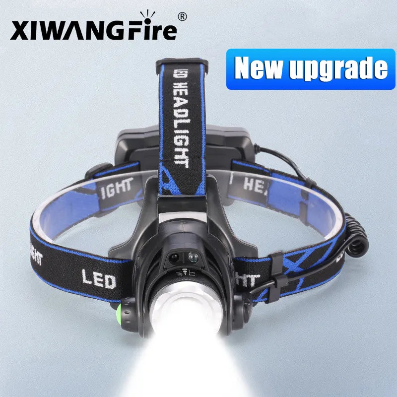 High Bright LED Induction Headlamp USB/DC Rechargeable Headlight Aluminium Alloy Zoom Head Torch Outdoor Waterproof Head Lamp-WAYBIKER