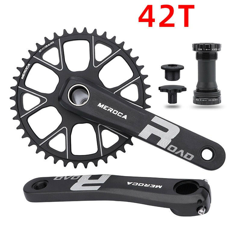MEROCA Road Bike Crankset 170mm Aluminum Alloy 1x9/10/11/12 Speed Hollow 40T 42T Single Chainring Road Bike Crank-WAYBIKER
