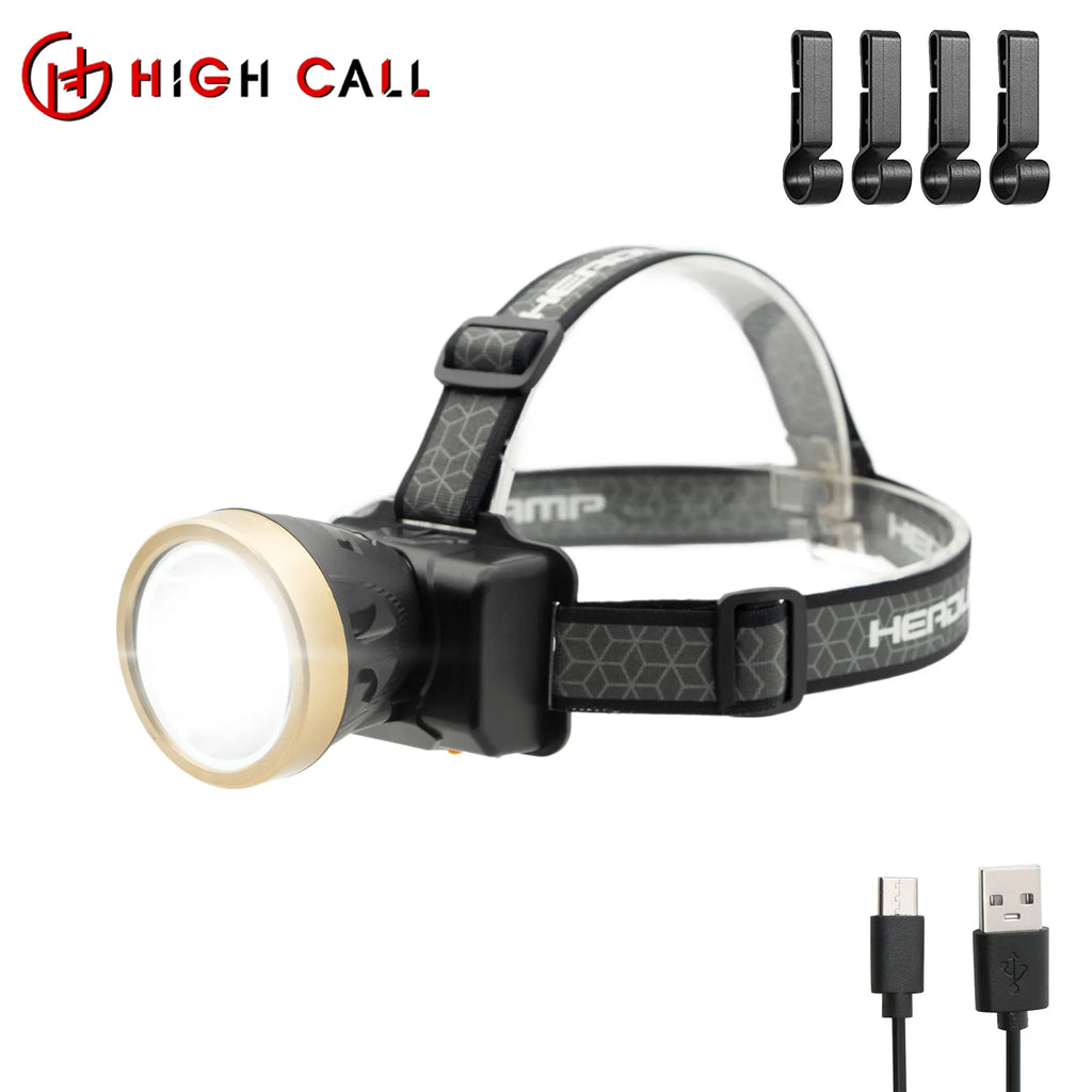 Portable Rechargeable Head Flashlight USB LED Lamp Battery Headlight For Fishing Work Tactical Police Powerful Headlamp Running-WAYBIKER