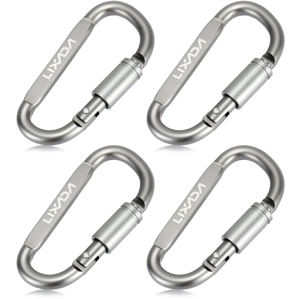 Lixada Aluminum Alloy D-ring Locking Carabiner Screw Lock Hanging Hook Buckle Keychain for Outdoor Camping Hiking-WAYBIKER