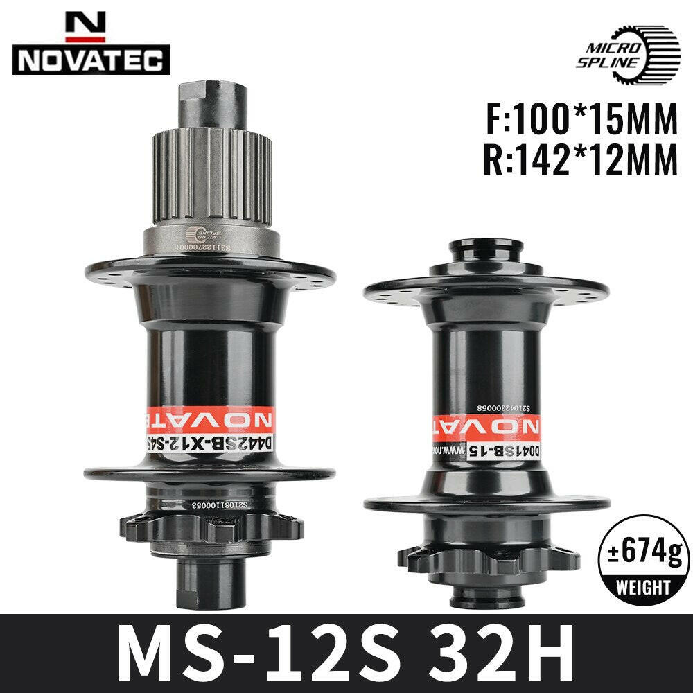 Novatec Bicycle Hubs D041/D442SB MTB Bike Hub CR-MO Steel Freehub Cassette 7 Bearings 12S Micro Spline 12 Speed 32 Holes-WAYBIKER
