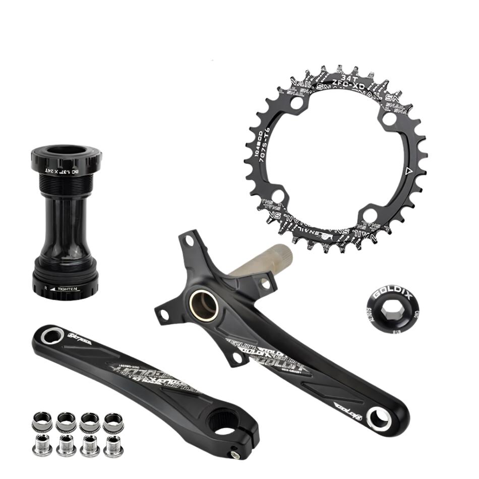 GOLDIX 104BCD Wide and narrow teeth bicycle crankset 170/175mm crank Round/Oval chain ring 32T/34T/36T/38T Bicycle crankset-WAYBIKER