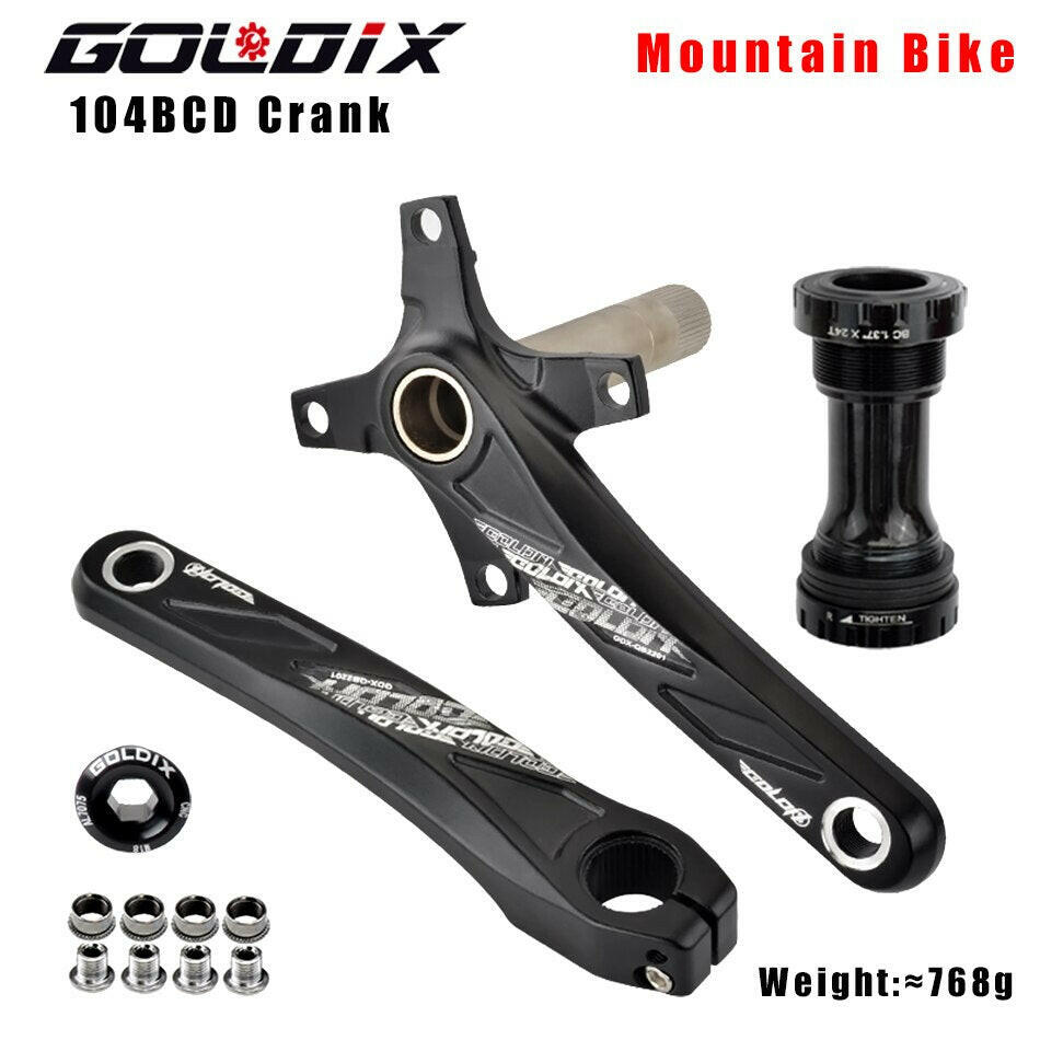 GOLDIX 104BCD Wide and narrow teeth bicycle crankset 170/175mm crank Round/Oval chain ring 32T/34T/36T/38T Bicycle crankset-WAYBIKER