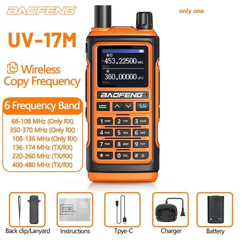 1/2PCS Baofeng UV-17M Air Band Walkie Talkie 999CH Copy Frequency NOAA Long Range Type-C Upgrade UV-5R 17 Pro Ham Two Way Radio-WAYBIKER
