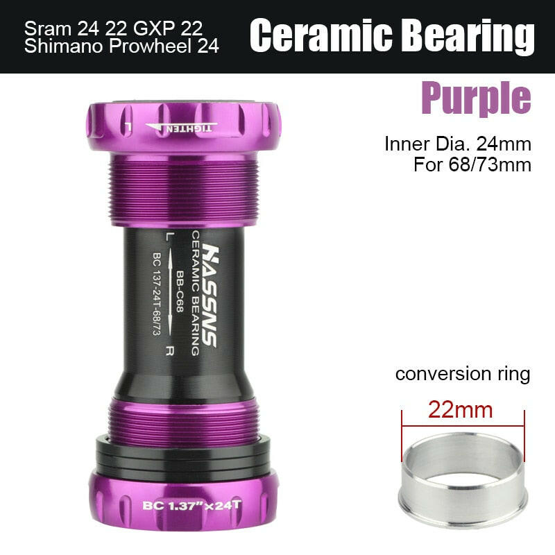 HASSNS Central Movement Bicycle Bottom Bracket Mtb Hollowtech Central Movement Mountain Bike Ceramics BB For Integrated Crankset-WAYBIKER