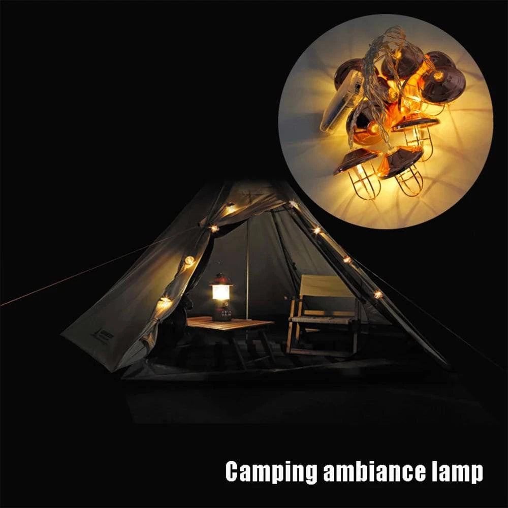 Camping LED Light String Lights 10 Lamps 6.6ft String Lights Battery Operated String Lights for Indoor Outdoor Camping Equipment-WAYBIKER