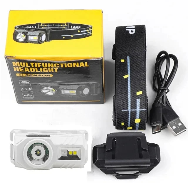 Mini Super Bright LED Headlamp Induction Headlight USB C Rechargeable Portable Head Flashlight Camping Fishing-WAYBIKER