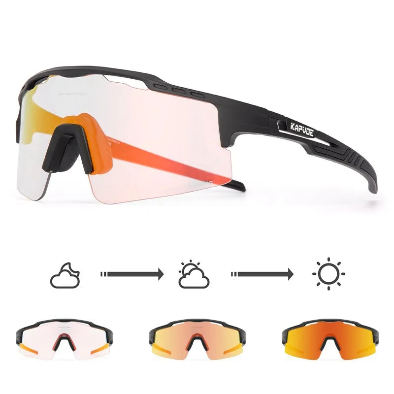 Kapvoe Photochromic Cycling Glasses MTB Adjustable Nose Support Myopia Frame Sports Sunglasses Men Women Eyewear Goggle-WAYBIKER