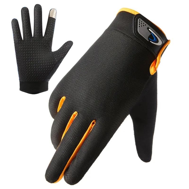 Cycling Fishing Gloves Touch Screen Non-slip Full Finger Thin Breathable Mesh Bike Bicycle Gloves Quick Dry Gloves for Men Women-WAYBIKER