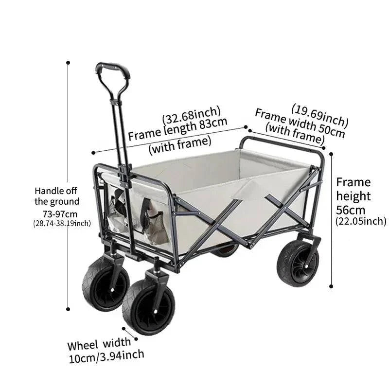 Camping Cart Outdoor Foldable Cart Oversized Camping Vehicle Picnic Vehicle Trailer Camping Trolley Stall Small Cart-WAYBIKER