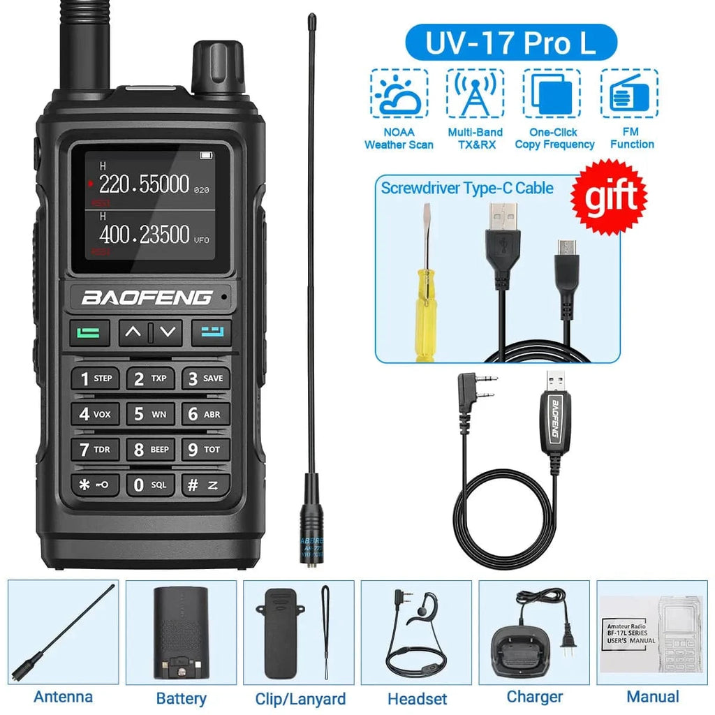 Baofeng UV-17 Pro V2 Walkie Talkie Tri Band Wireless Copy Frequency Long Range 50KM Two Way Radio UV-5R 21 PRO L Ham Radio-WAYBIKER