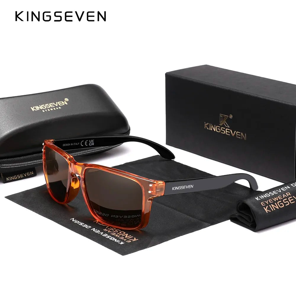 KINGSEVEN Brand Square Retro TR90 Polarized Sunglasses Women Men Carbon Fiber Pattern Design Outdoor Sports Eyewear-WAYBIKER