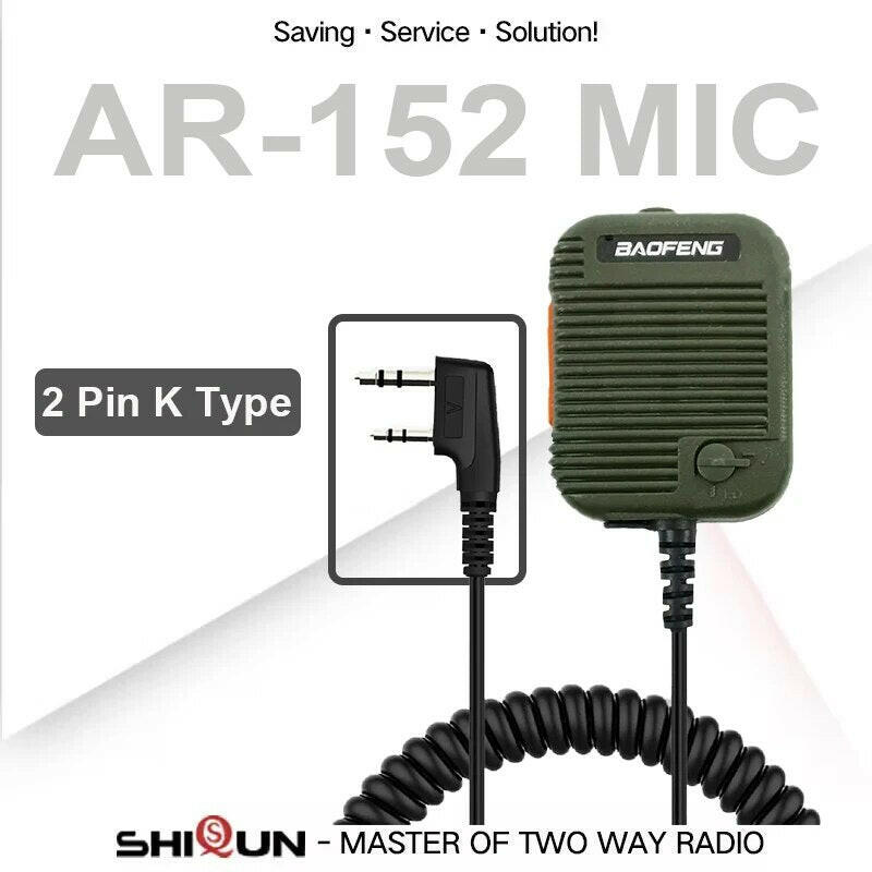 Baofeng AR-152 Tactical Speaker Mic Shoulder Microphone Volume Adjustable for Baofeng UV-K5 UV-5R UV-S9 UV-13 PRO Walkie Talkies