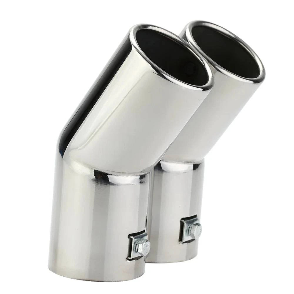 Car Exhaust Tail Pipe Dual Pipes Stainless Steel Exhaust Tailpipes Muffler Tips for VW Golf 4 Bora Jetta-WAYBIKER