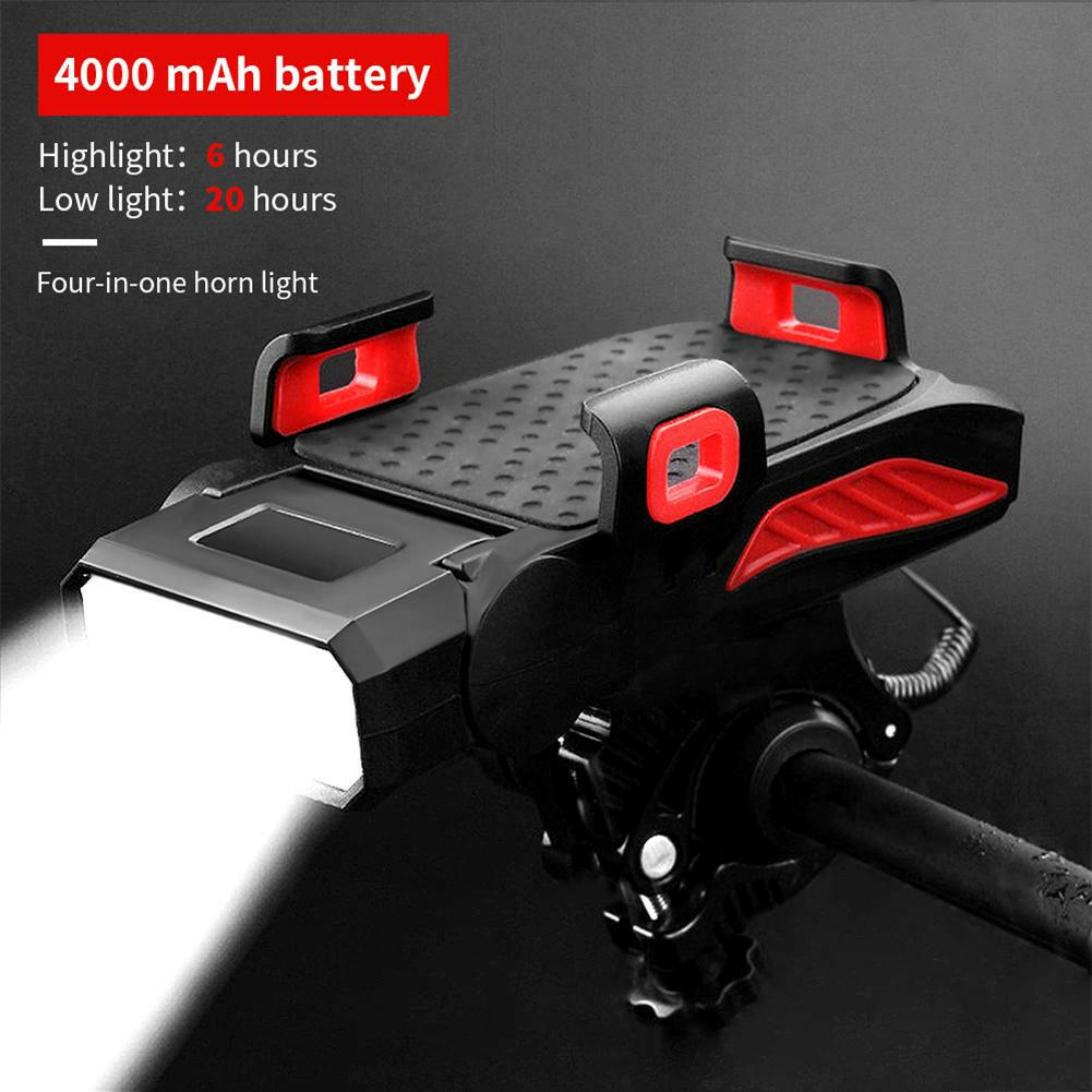 1PCS 4-in-1 Mobile Phone Holder Headlight Horn Convenient Portable Bicycle USB Charging Light Bicycle Accessories Dropshipping-WAYBIKER