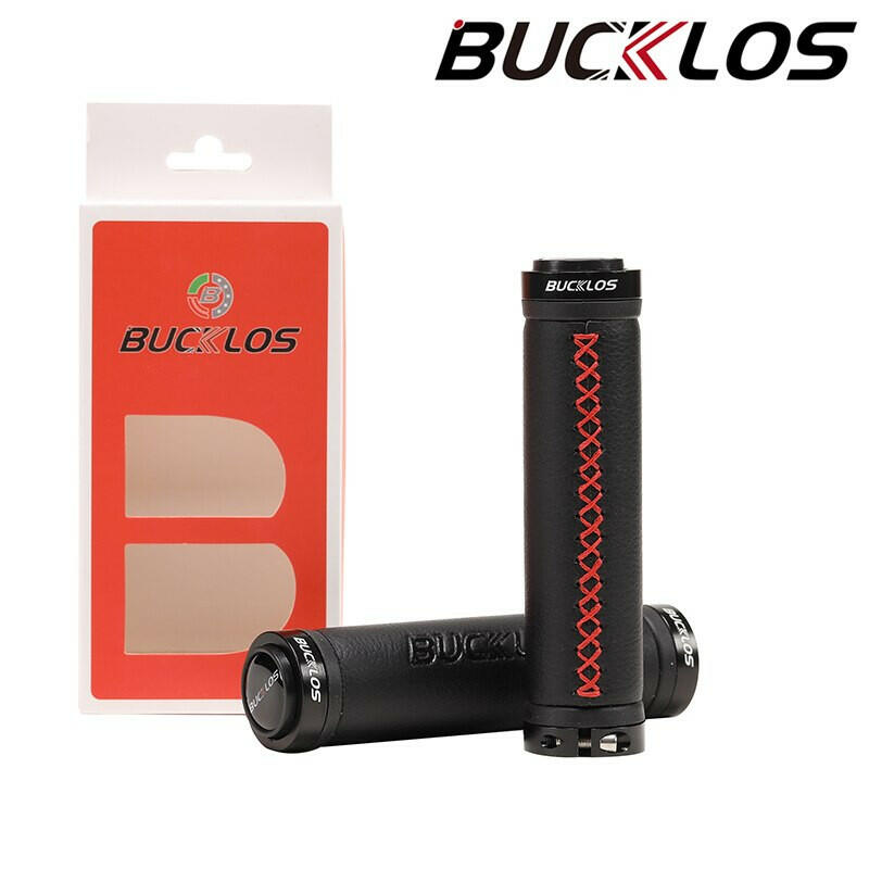 BUCKLOS Leather Bicycle Grip Lock on Mountain Bike Grips Double Lock Ring Mtb Grips Ultralight Bike Handlebar Grip MTB Part-WAYBIKER