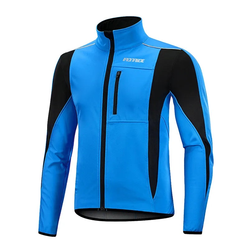 Cycling Jacket Up Thermal Fleece MTB Windproof Cycling Jersey Bicycle MTB Road Bike Clothing Windproof Long sleeves Jersey Coat-WAYBIKER