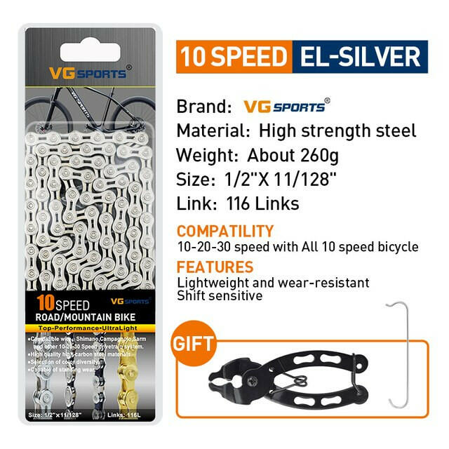 VG Sports Bicycle Chain 6 7 8 9 10 11 Speed 8s 9s 10s 11s Velocidade Titanium Rainbow Gold MTB Mountain Road Bike Chains Parts-WAYBIKER