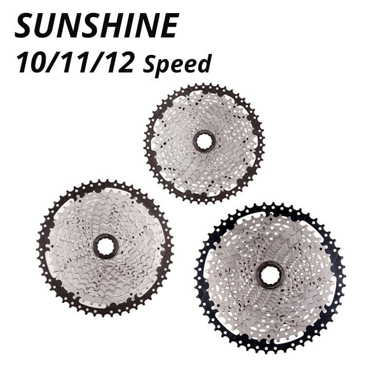 SUNSHINE 10 Speed Cassette 10S 11S 12S MTB Bike Road Bicycle Freewheel 10V 11V 12V 36/42/46/50T 52T for Deore M6000 M6100 SRAM