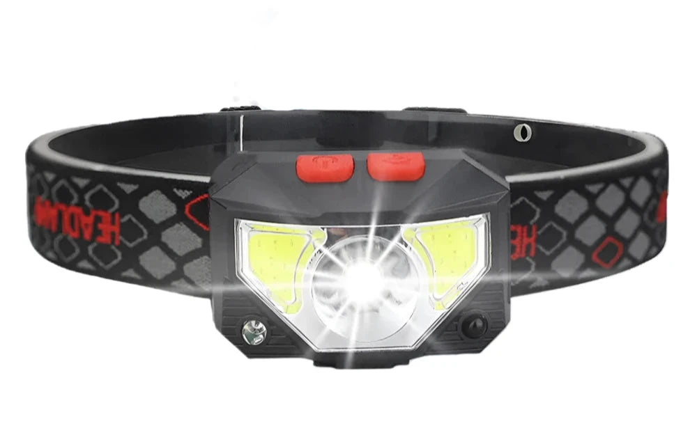 8 Modes Handfress Motion Sensor Powerful LED Headlight Headlamp Head Lamp COB Flashlight Torch Head Light For Camping, Fishing-WAYBIKER