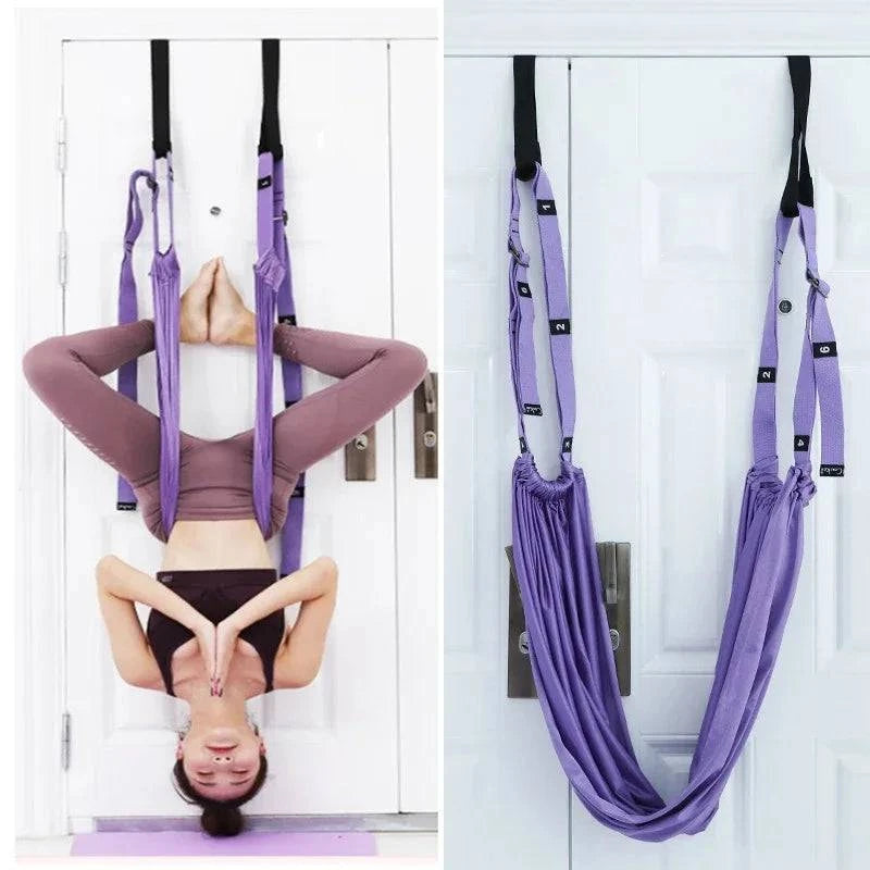 Adjustable Aerial Yoga Strap Elastic Stretch Door Hanging Yoga Belts Hammock Swing Fitness Handstand Rope Training Device Women-WAYBIKER