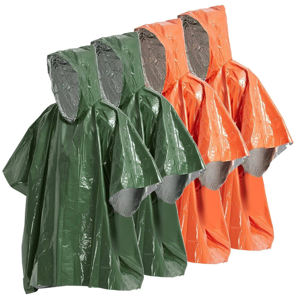 2022 New 4 Pack Emergency Rain Poncho Thermal Blanket Poncho Weather Proof Outdoor Survival Camping Gear Camping Equipment-WAYBIKER