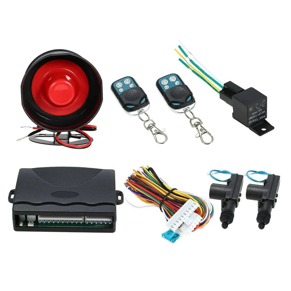 Car Alarm 2 Door Remote Central Locking Kit With Shock Sensor Immobiliser Compatible With All Types Of Models Install-WAYBIKER