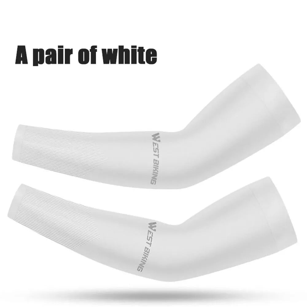 WEST BIKING Arm Sleeves Ice Fabric Breathable Quick Dry Running Sportswear Sun UV Protection Long Arm Cover Cycling Arm Sleeves-WAYBIKER