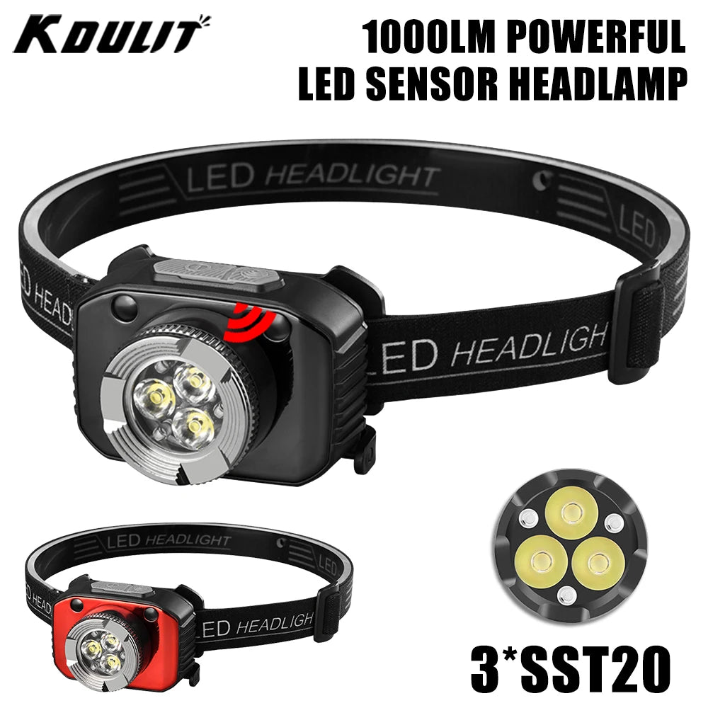 Powerful Mini LED Sensor Headlamp Rechargeable Head Flashlight Built in Battery Headlight Led Head Torch Camping Fishing Lantern-WAYBIKER