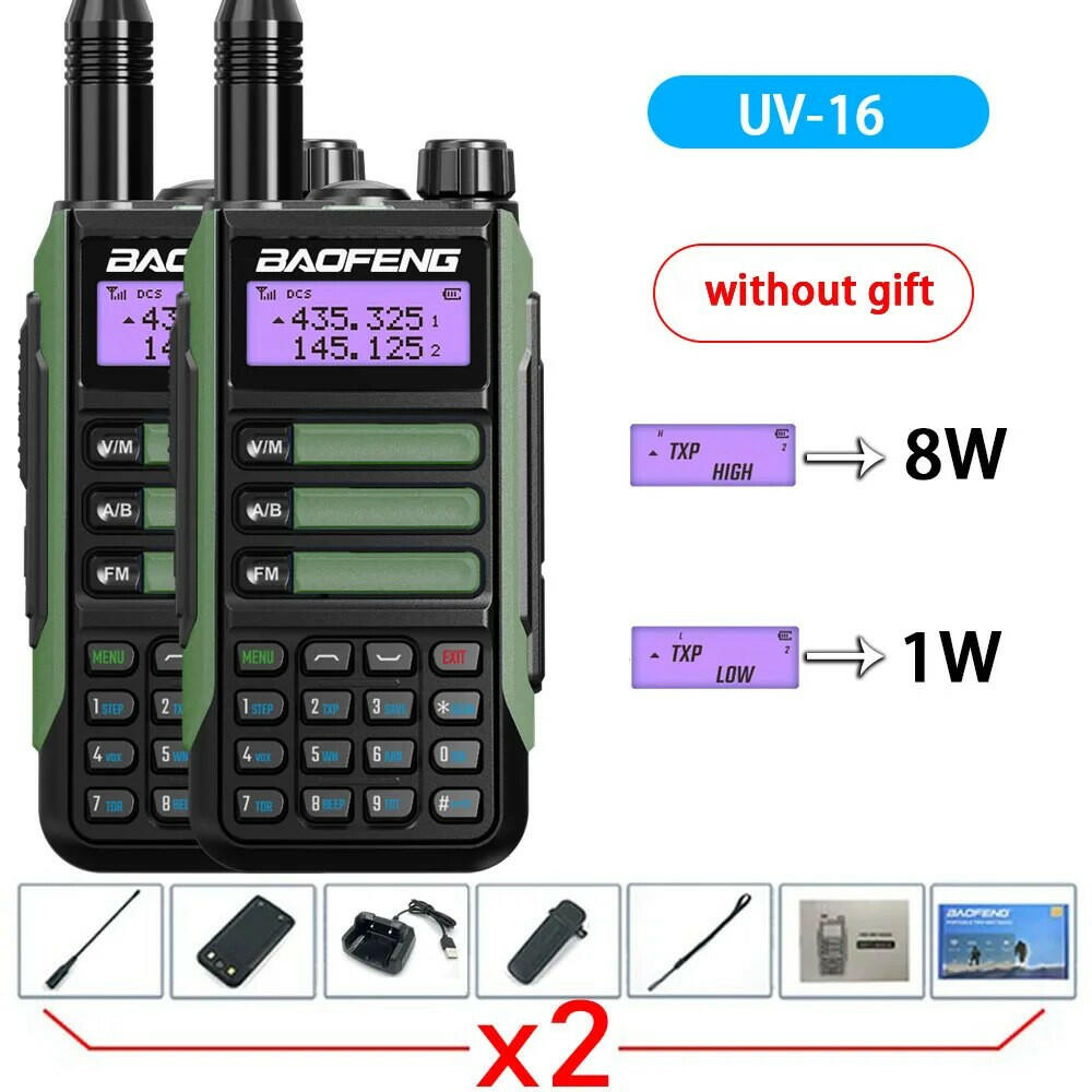 2Pack Baofeng UV16 Pro V2 Walkie Talkie 10W VHF UHF Dual Band Two Way CB Ham Radio UV-16 Portable Radio Transceiver UV5R UV10R-WAYBIKER