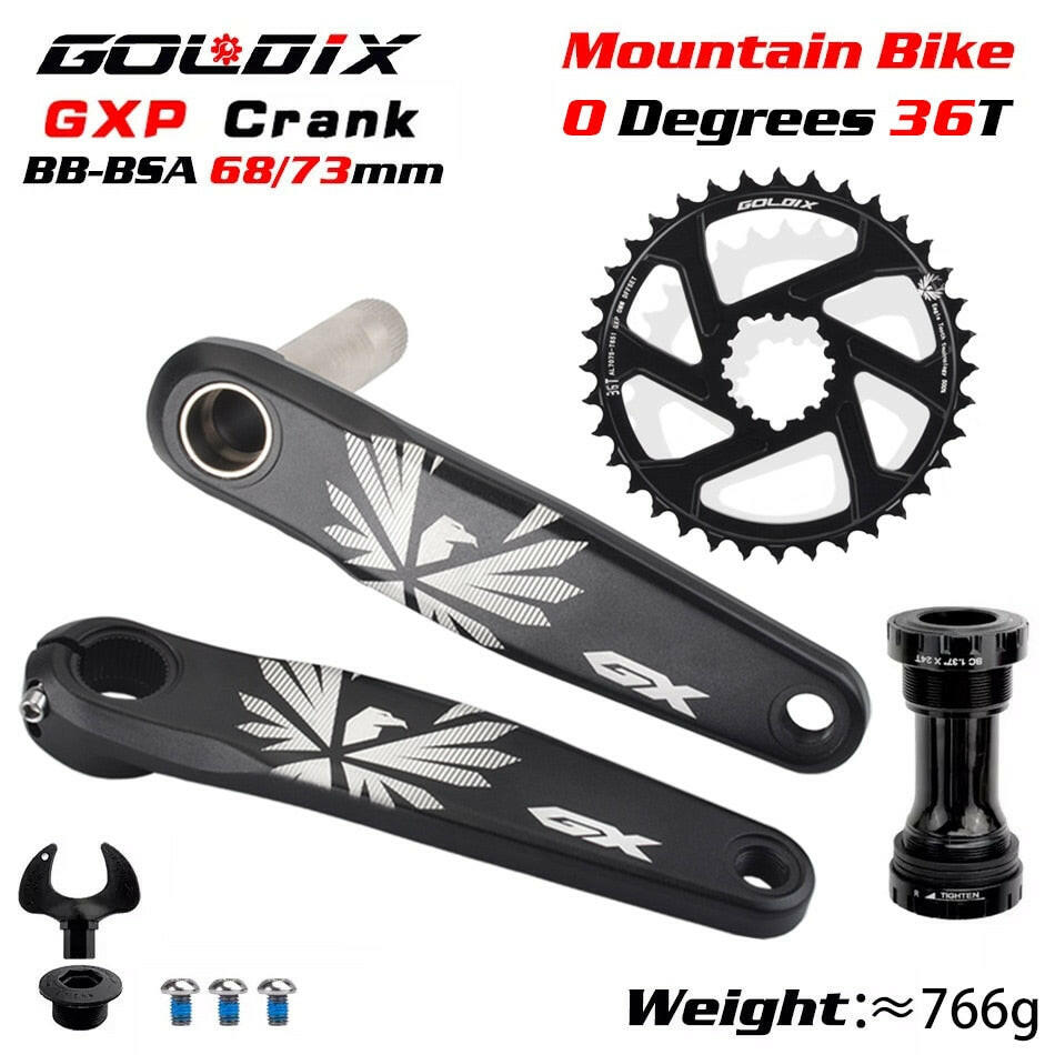 GX Bicycle Crankset GXP MTB Bike Crank Chainring Bike 170mm 175mm Black 0 Degree 30T 32T 34T 36T 38T Aluminum Alloy with Bottom-WAYBIKER
