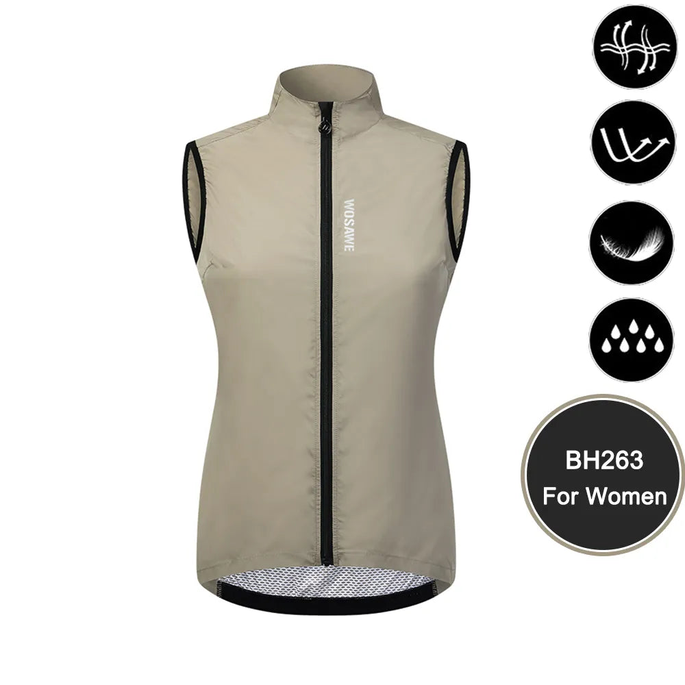 WOSAWE Women Cycling Windbreaker MTB Bicycle Windshield Jacket Sleeveless Vest Gym Gravel Lady Windproof Lightweight Long Sleeve-WAYBIKER