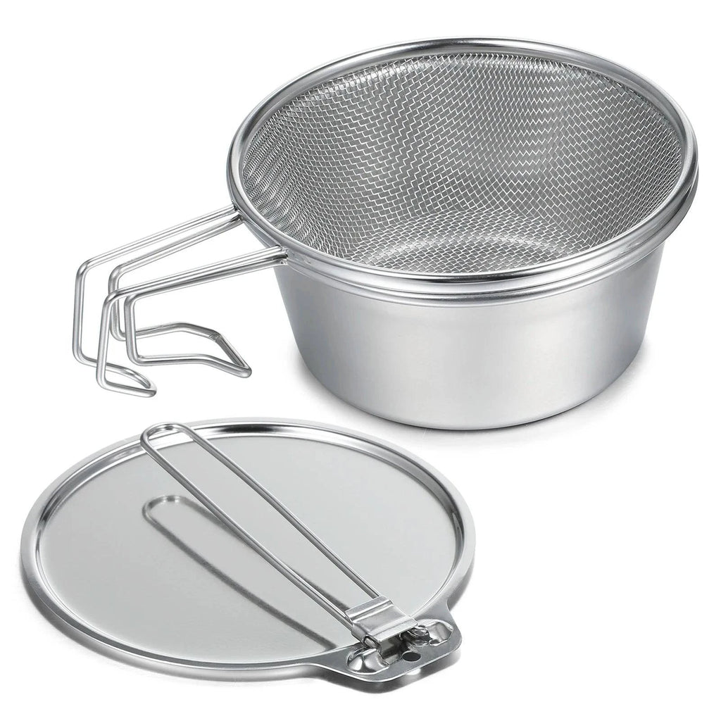 TOMSHOO Stainless Steel Sierra Cup Bowl with Mesh Strainer Colander and Lid for Camping Hiking Backpacking-WAYBIKER