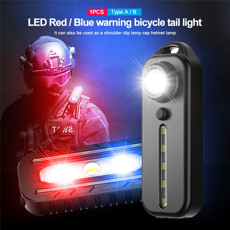C-type Rechargeable Bicycle Tail Lamp Led Portable Flashlight Waterproof Emergency Torch Flashlamp Cycling Running Riding Hiking-WAYBIKER
