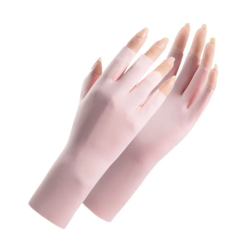 Women's Cotton Thin Touch Screen Riding Driving Outdoor Summer Autumn Fingerless Half-finger UV Protection Sunscreen Gloves-WAYBIKER