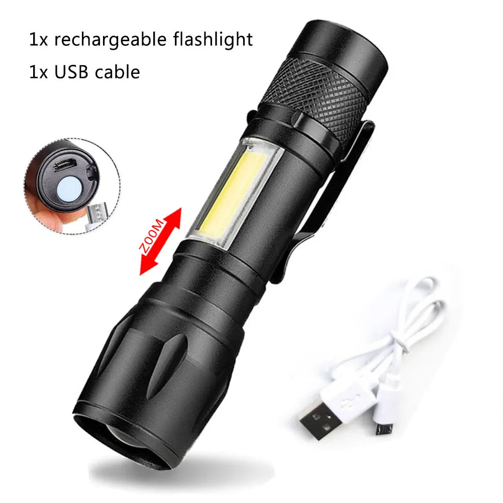 Portable Rechargeable Zoom LED Flashlight XP-G Q5 Mini Flash Light Torch Lantern 3 Lighting Modes Camping lamp-WAYBIKER