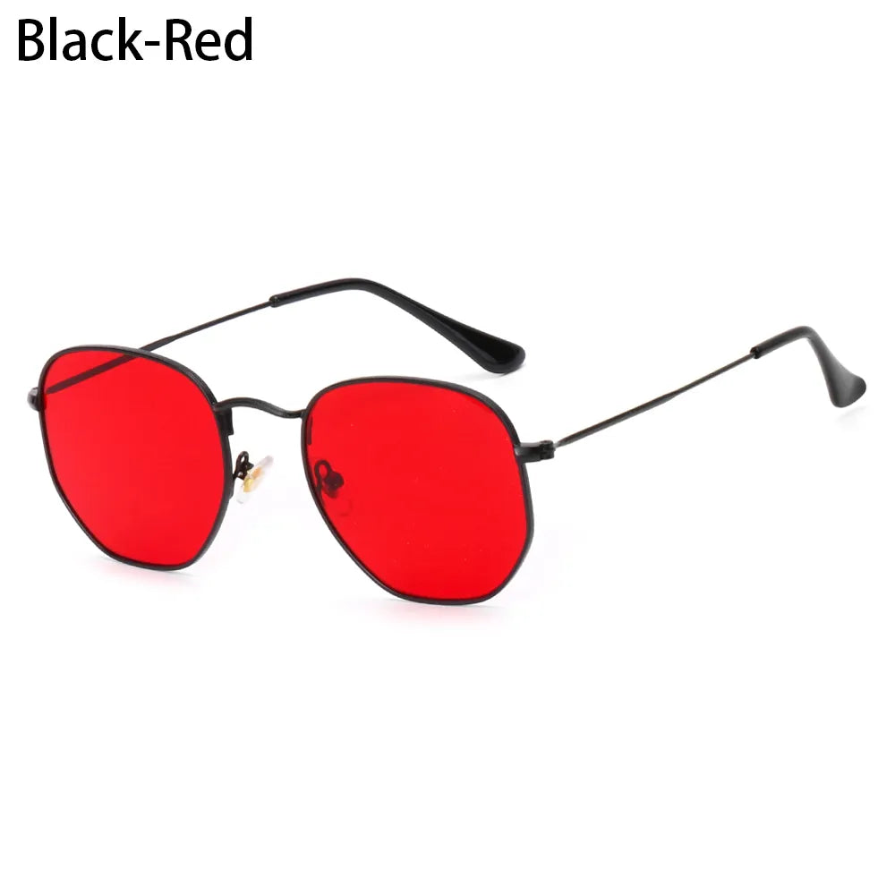 Small Square Sunglasses for Men and Women Polygon Mirrored Lens Sun Glasses Driving Eyewear Fashion Metal Frame Glasses UV400-WAYBIKER