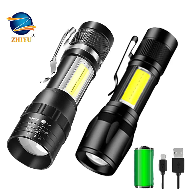 Mini Rechargeable LED Flashlight Small Portable Long Range Torch Pen Clip Strong Light Outdoor Household Camping Hunting Lantern-WAYBIKER