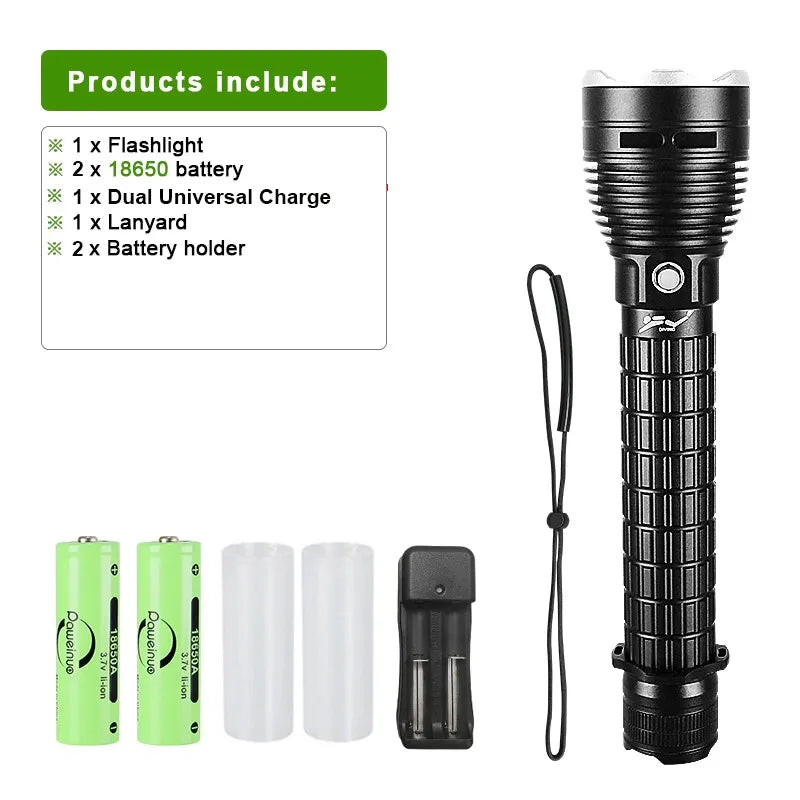 2023 New XHP190 Led Diving Flashlight IPX8 Underwater Waterproof 800M Professional Diving Torch L2 Underwater Lighting Work Lamp-WAYBIKER