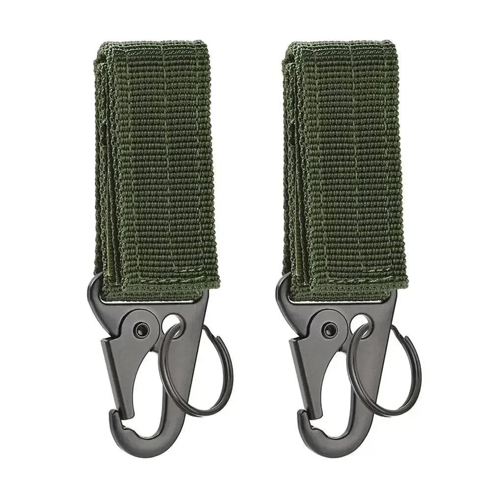 2pcs Tactical Hanging Buckle Molle Nylon Webbing Carabiner Belt Triangle Keychain for Outdoor Climbing Camping Tool Accessory-WAYBIKER