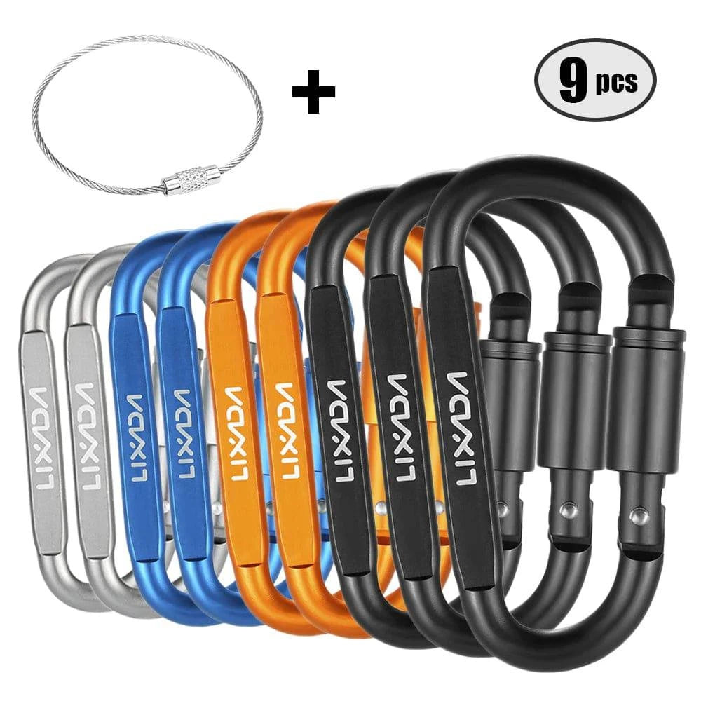 Lixada 1Pcs D-Ring Carabiner Camping Survival Tool Outdoor Key Chain Climbing Carabiner Screw Lock Hook Aluminum Hanging Buckle-WAYBIKER