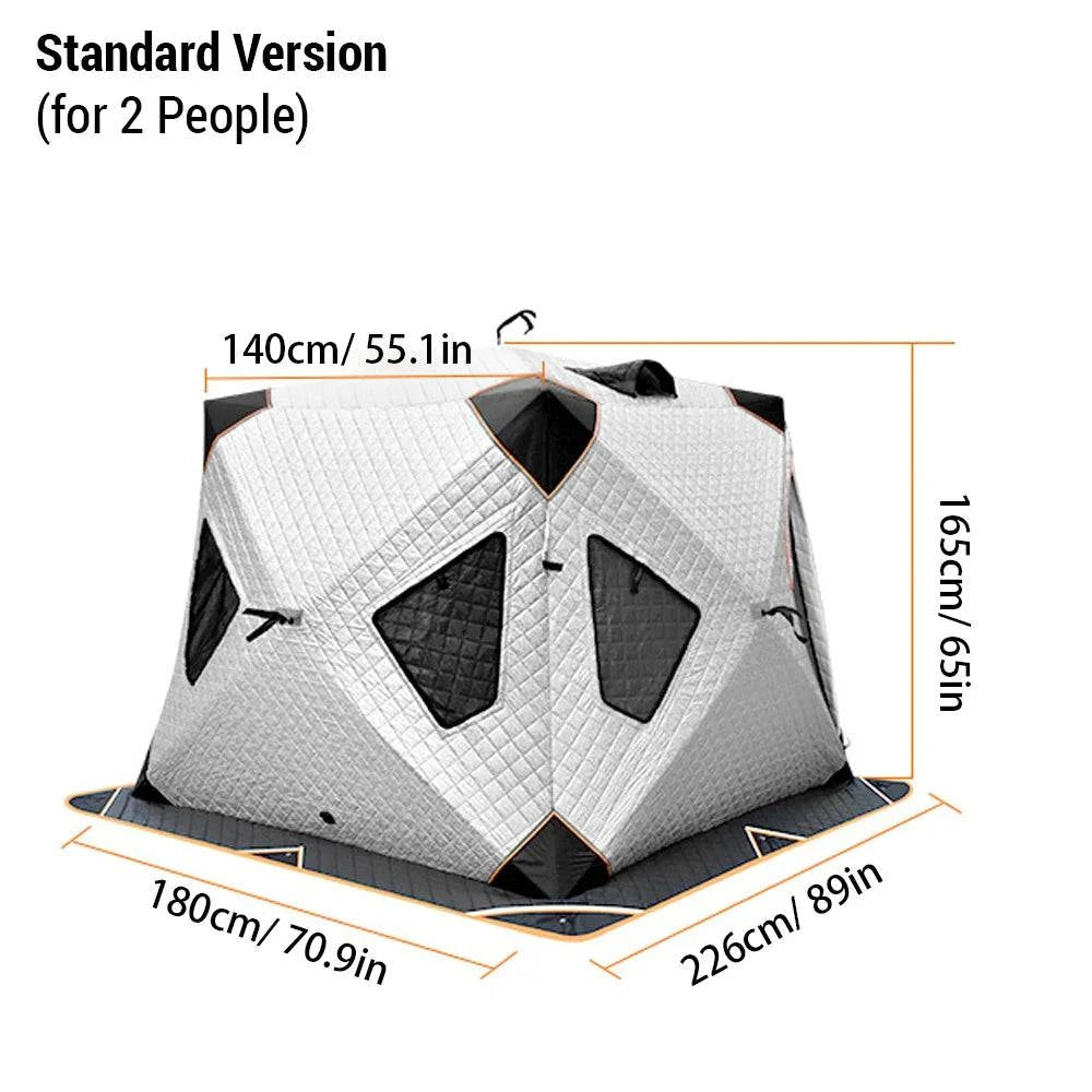 Winter Fishing Tent Thicken 4 Layer Ice Fishing Tent Winter Fishing Shelter Cold Weather Windproof Camping Tent for 2 People-WAYBIKER