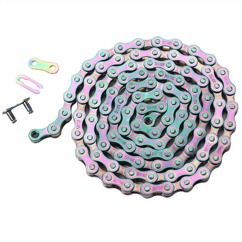 1Speed Bicycle Chain,Rainbow Color,Single Speed Bike Chain,104Links,MTB/Road Bike Replacement Cycling Parts-WAYBIKER